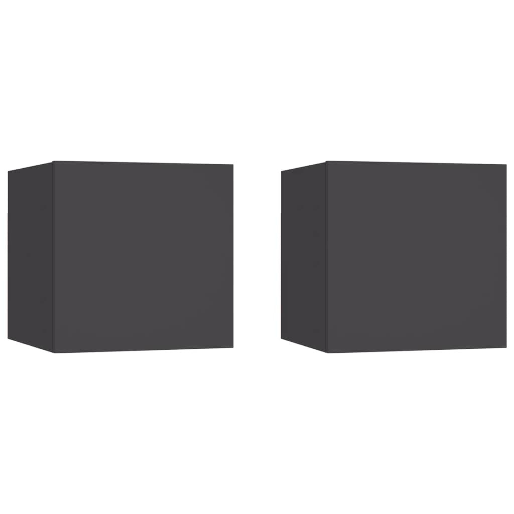 vidaXL Nachttische 2 Stk. Grau 30,5x30x30 cm Holzwerkstoff