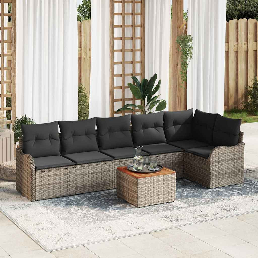 vidaXL Gartensofa-set mit Speicher 7 pcs Grau Poly-Rattan