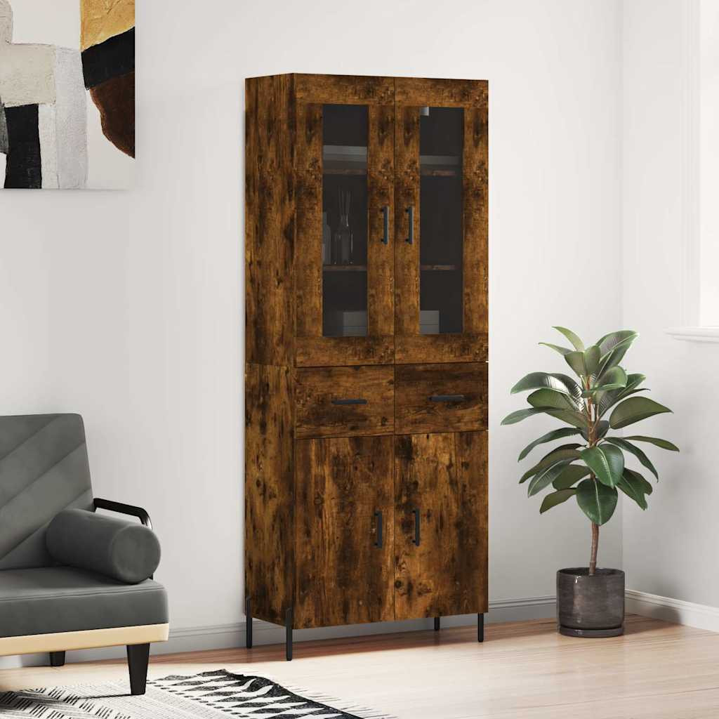 vidaXL Highboard Räuchereiche 69,5x34x180 cm Holzwerkstoff