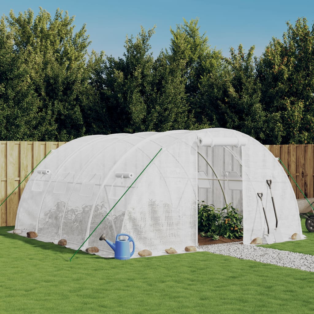 vidaXL Gewächshaus mit Stahlrahmen Weiß 16 m² 4x4x2 m
