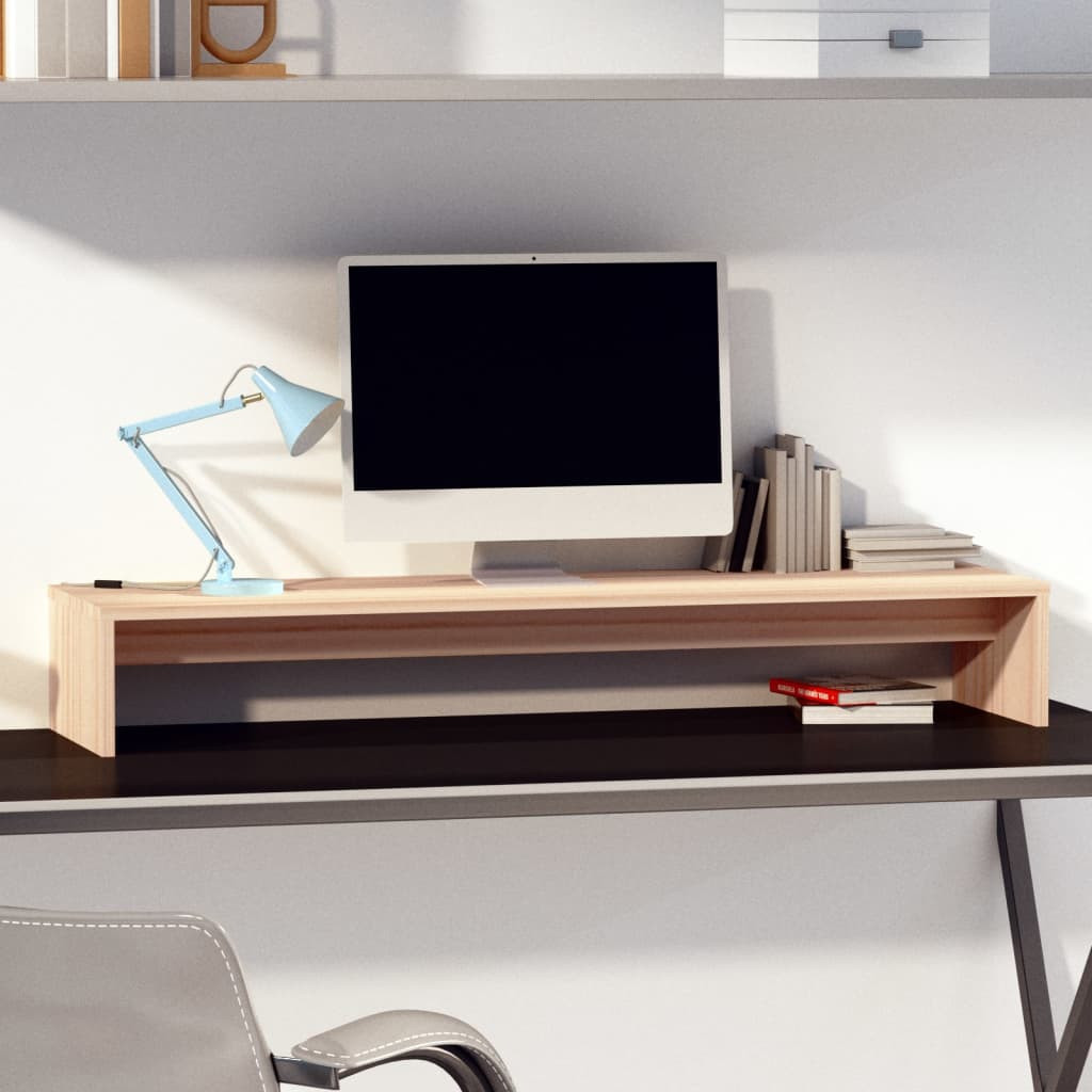 vidaXL Monitorständer 100x27x15 cm Massivholz Kiefer