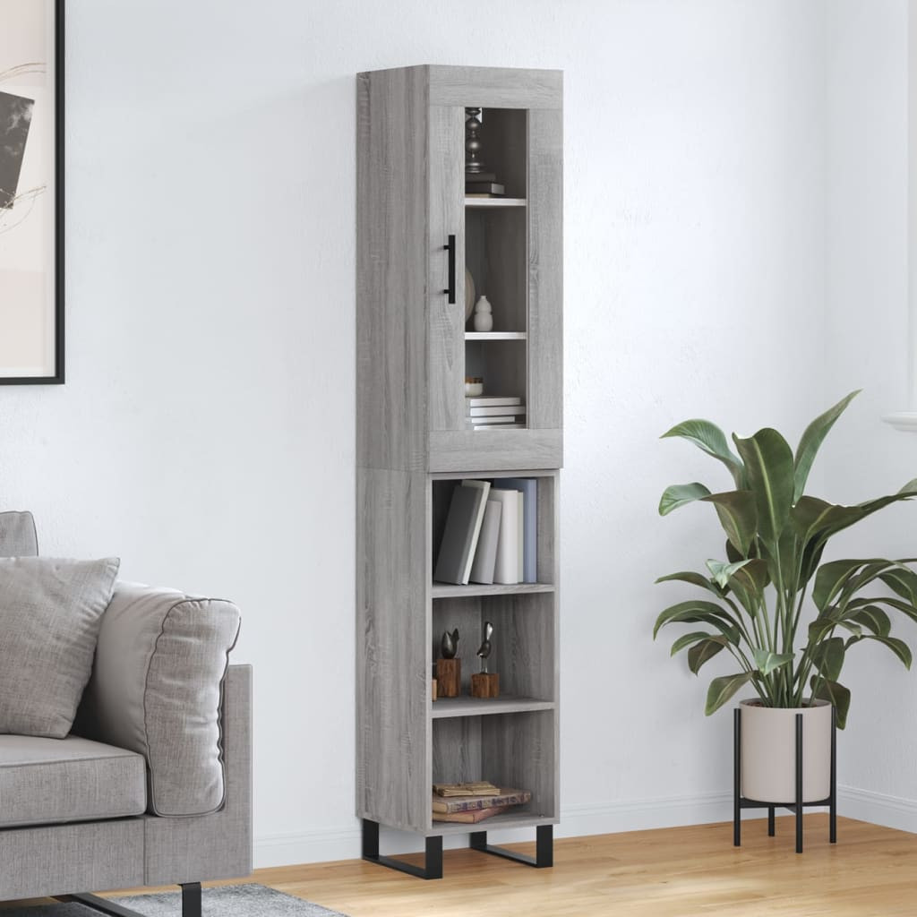 vidaXL Highboard Grau Sonoma 34,5x34x180 cm Holzwerkstoff