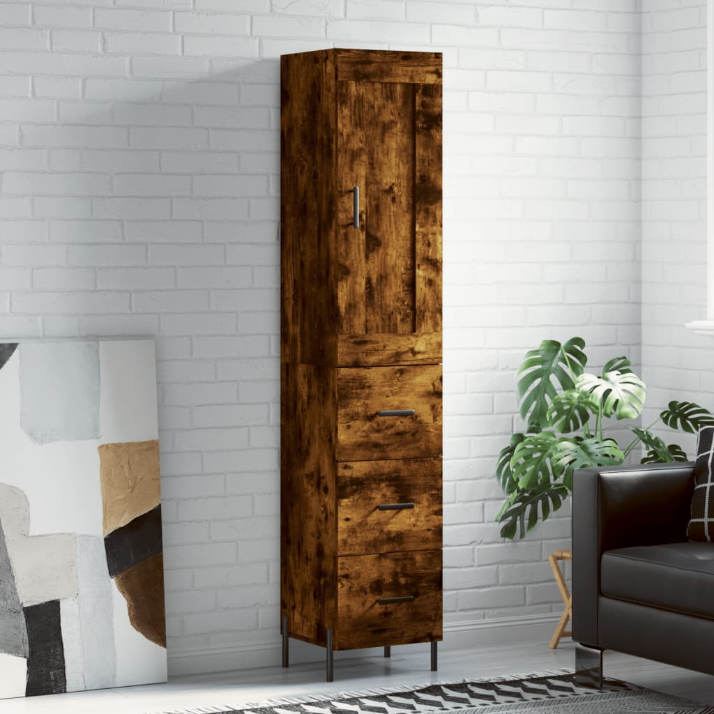 vidaXL Highboard Räuchereiche 34,5x34x180 cm Holzwerkstoff
