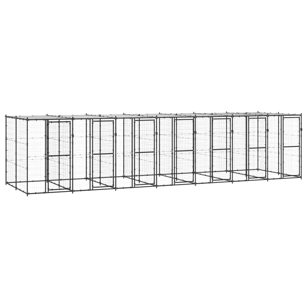 vidaXL Outdoor-Hundezwinger Stahl mit Überdachung 16,94 m²