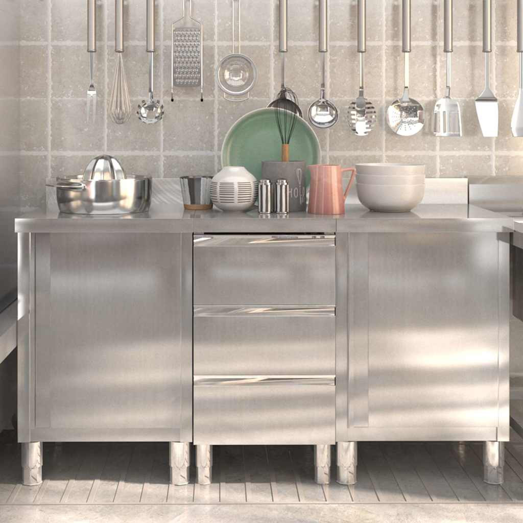 vidaXL Gewerbliche Küchenschränke 3-tlg. Edelstahl