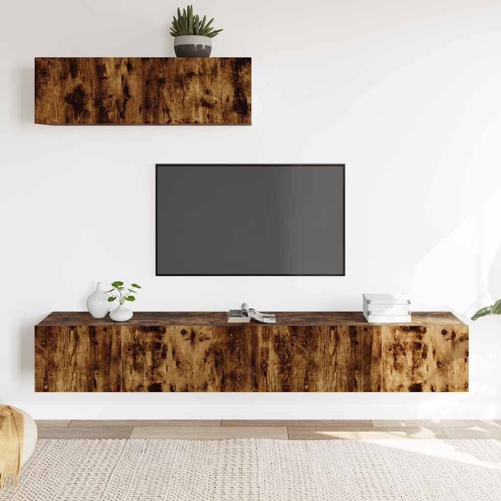 vidaXL 3-tlg. TV-Schrank-Set Räuchereiche Holzwerkstoff