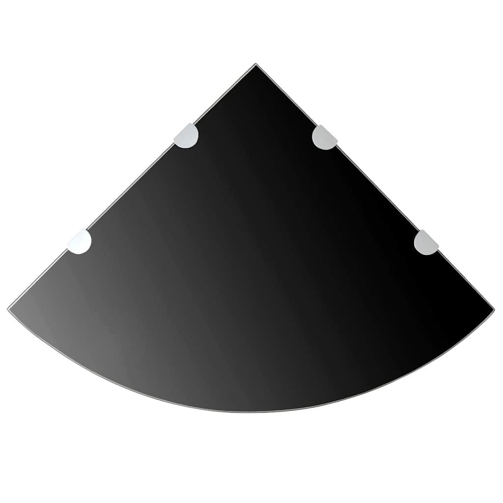 vidaXL Eckregale 2 Stk. mit Verchromten Halterungen Glas Schwarz