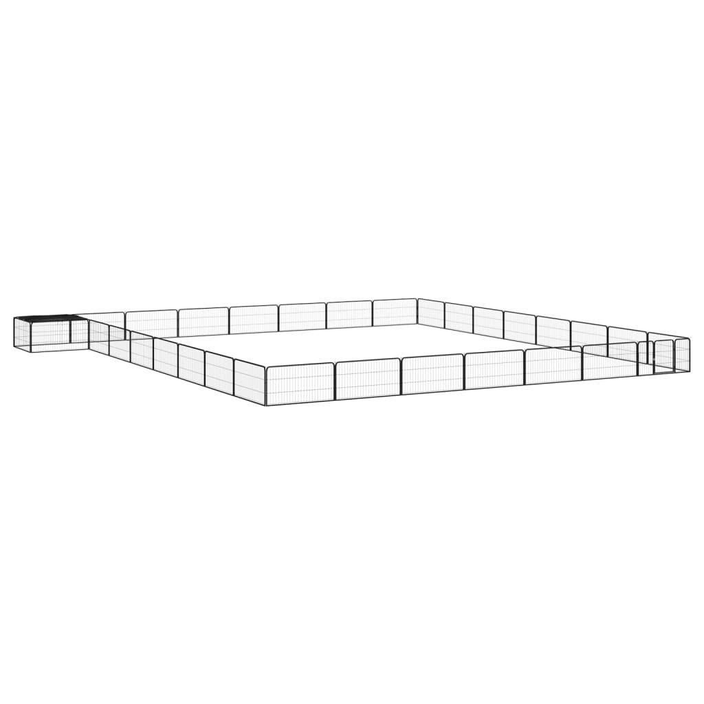 vidaXL 32-tlg. Hundelaufstall Schwarz 100x50cm Stahl Pulverbeschichtet