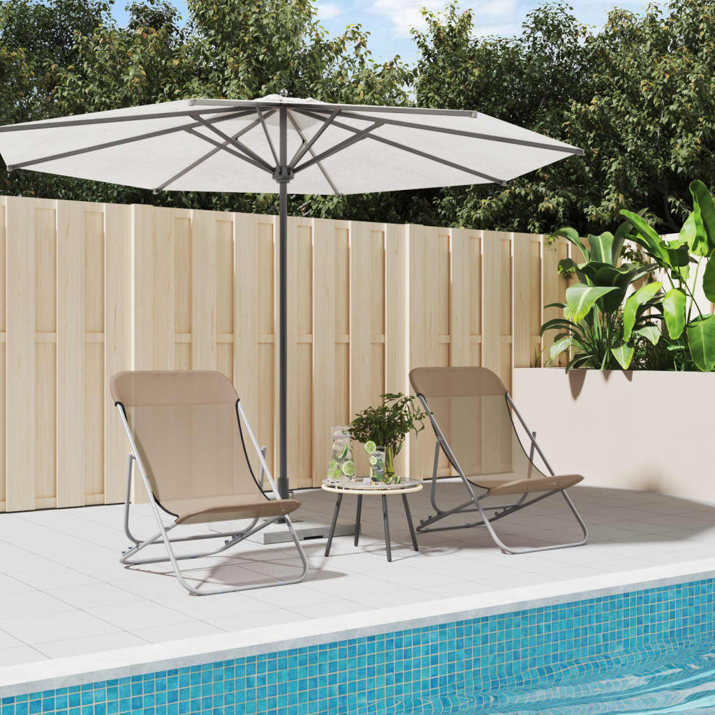 vidaXL Strandstühle 2 Stk. Taupe Textilene & Pulverbeschichteter Stahl