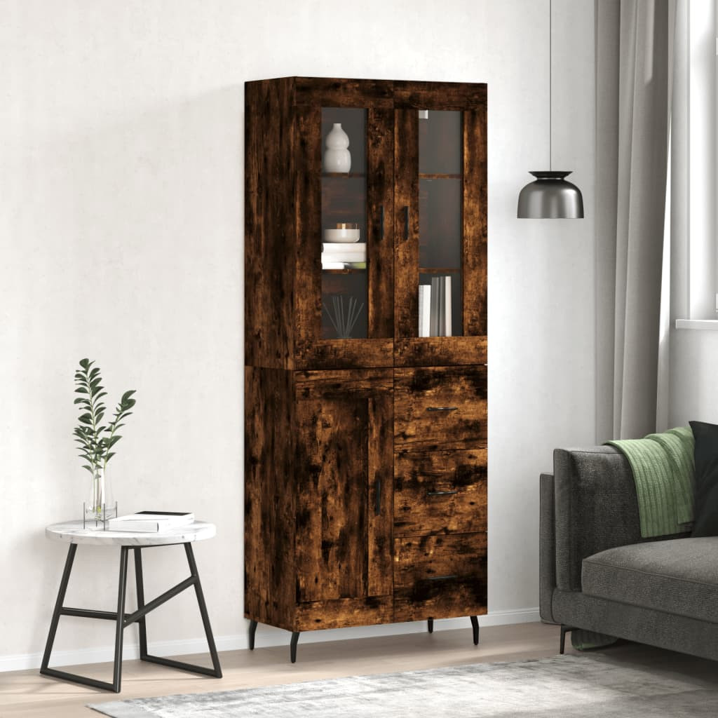 vidaXL Highboard Räuchereiche 69,5x34x180 cm Holzwerkstoff