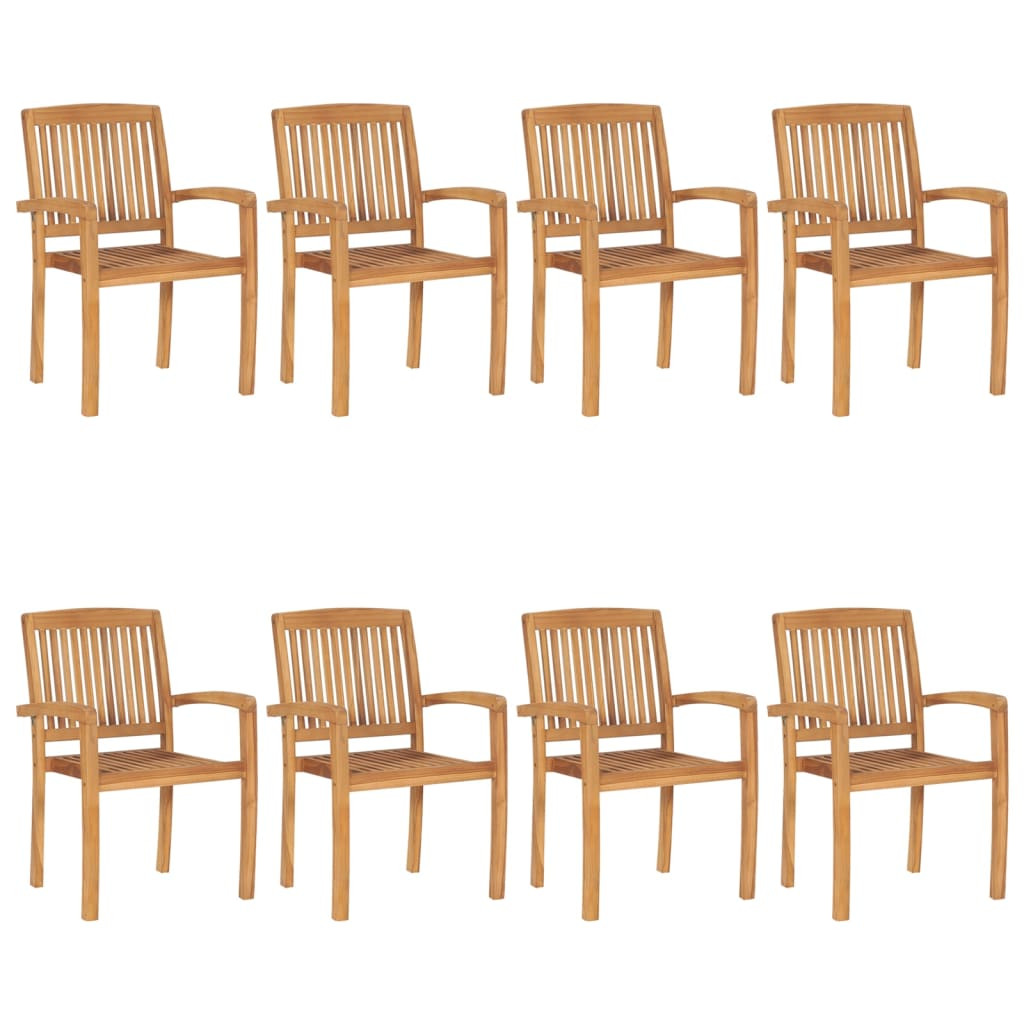 vidaXL Stapelbare Gartenstühle 8 Stk. Massivholz Teak