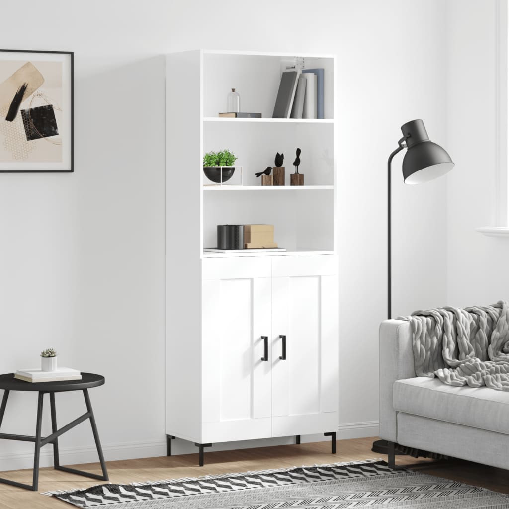vidaXL Highboard Hochglanz-Weiß 69,5x34x180 cm Holzwerkstoff