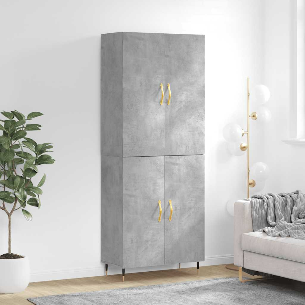 vidaXL Highboard Betongrau 69,5x34x180 cm Holzwerkstoff