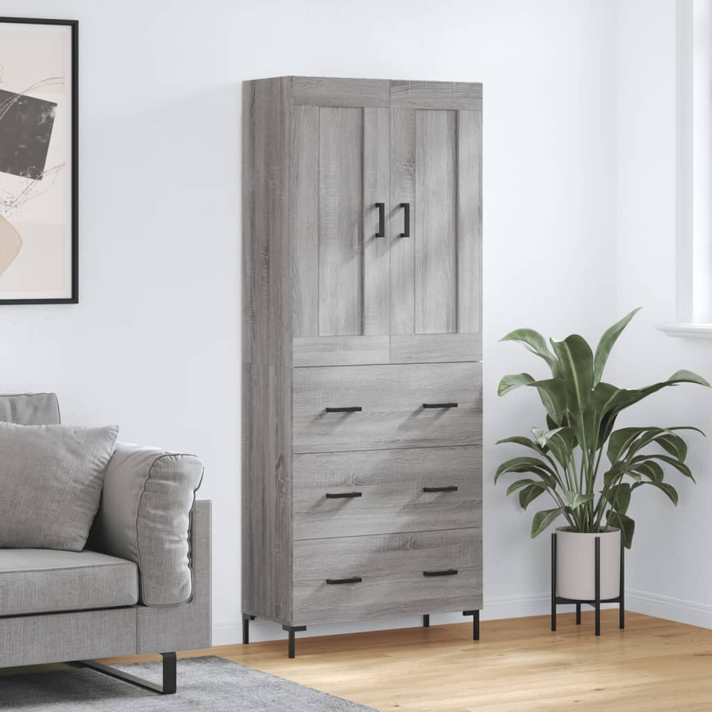 vidaXL Highboard Grau Sonoma 69,5x34x180 cm Holzwerkstoff