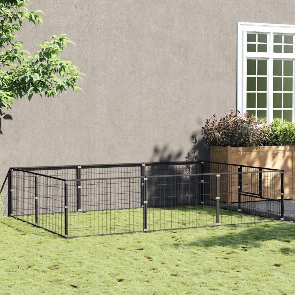 vidaXL Hundezwinger Schwarz 6 m² Stahl