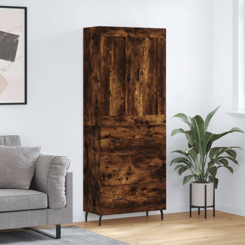 vidaXL Highboard Räuchereiche 69,5x34x180 cm Holzwerkstoff