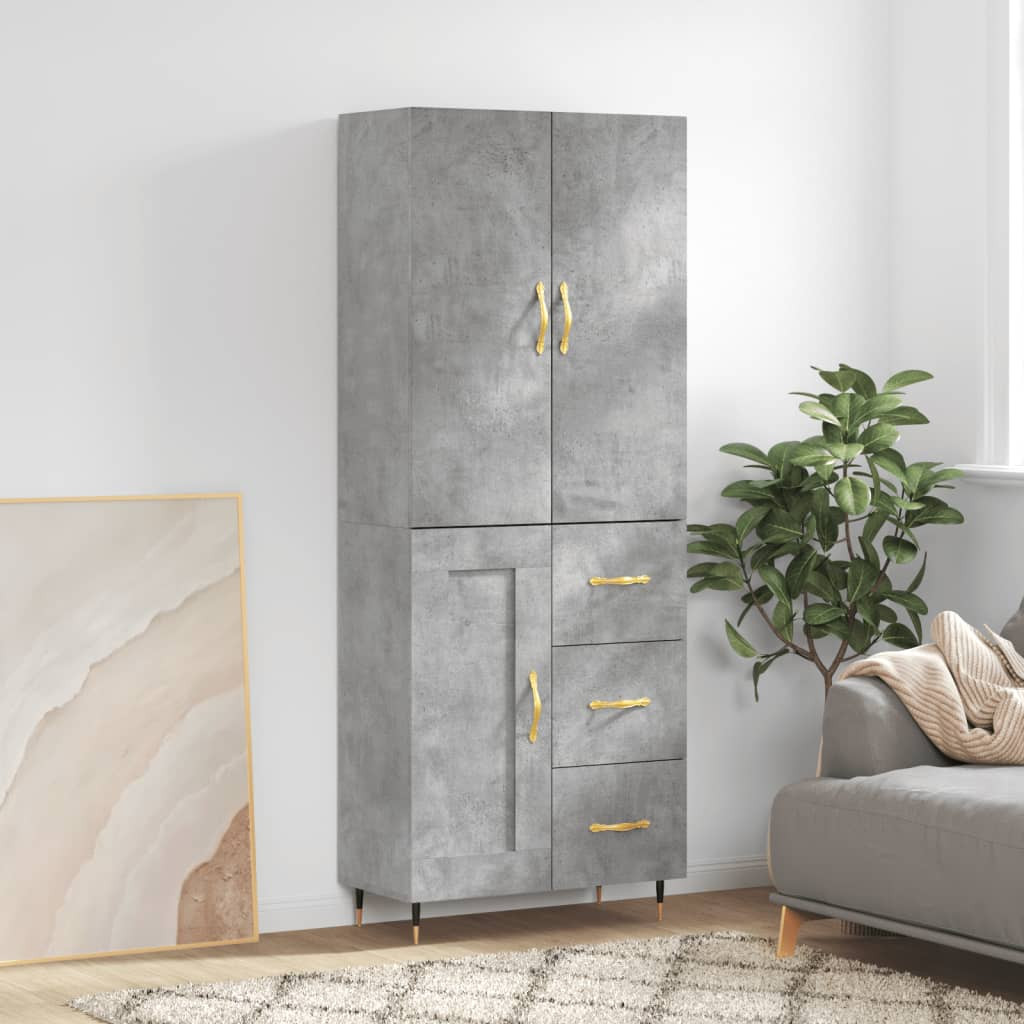 vidaXL Highboard Betongrau 69,5x34x180 cm Holzwerkstoff