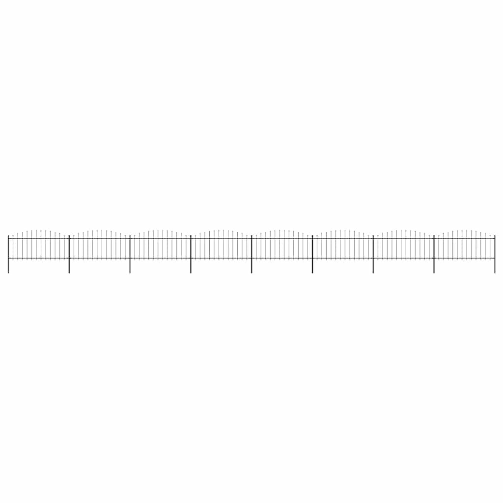 vidaXL Gartenzaun mit Speerspitze Stahl 1339 x 75 cm Schwarz