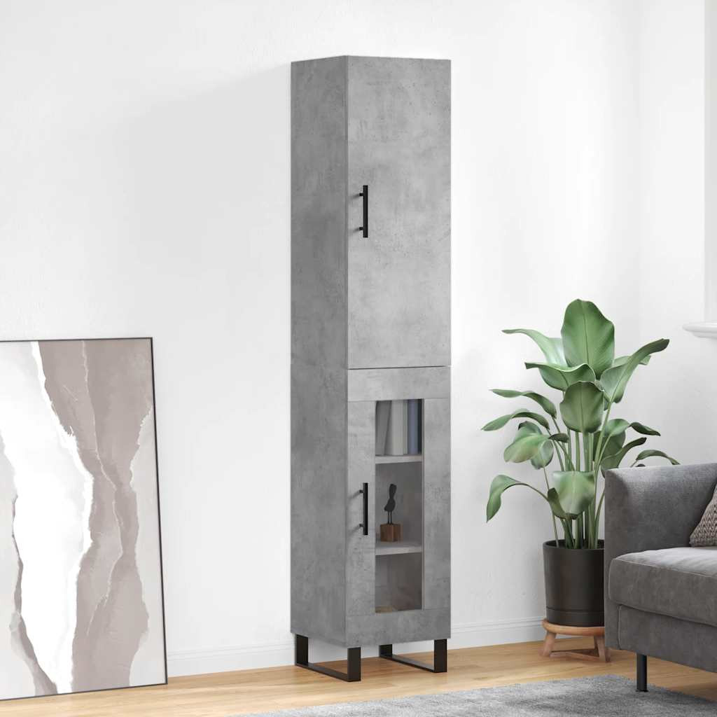 vidaXL Highboard Betongrau 34,5x34x180 cm Holzwerkstoff