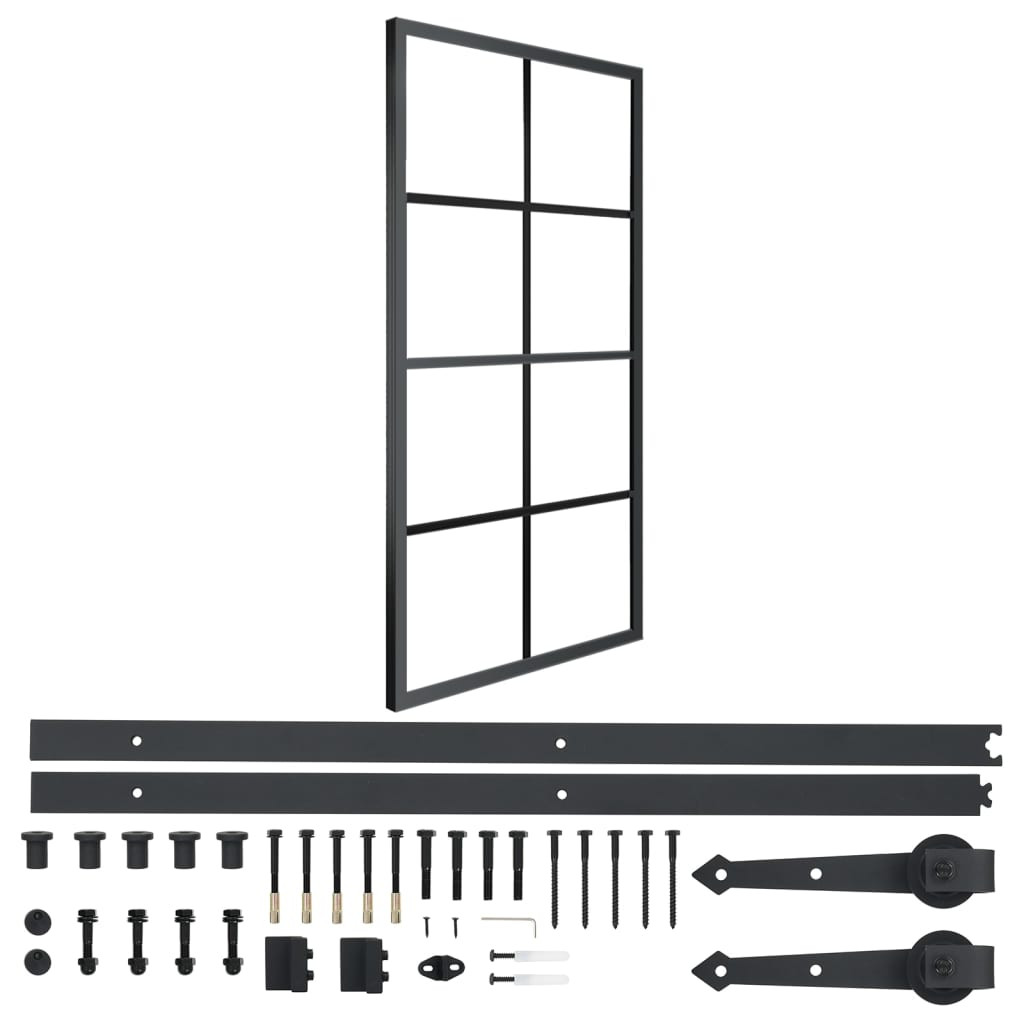 vidaXL Schiebetür Aluminium und ESG-Glas mit Beschlägen 90x205 cm