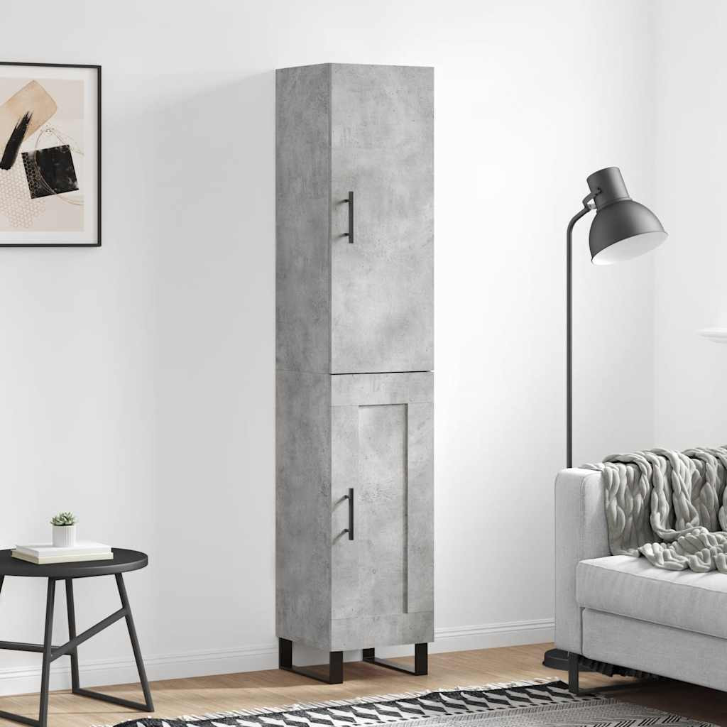 vidaXL Highboard Betongrau 34,5x34x180 cm Holzwerkstoff