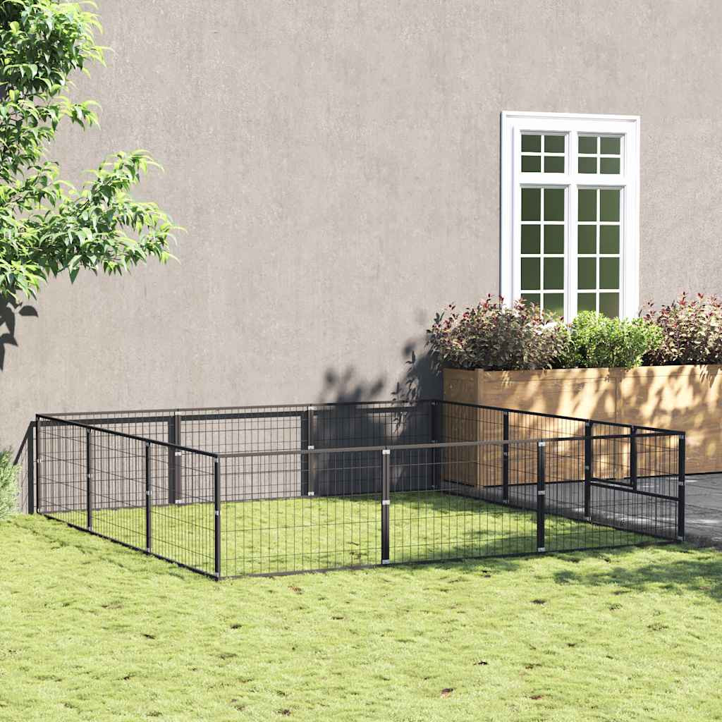vidaXL Hundezwinger Schwarz 9 m² Stahl