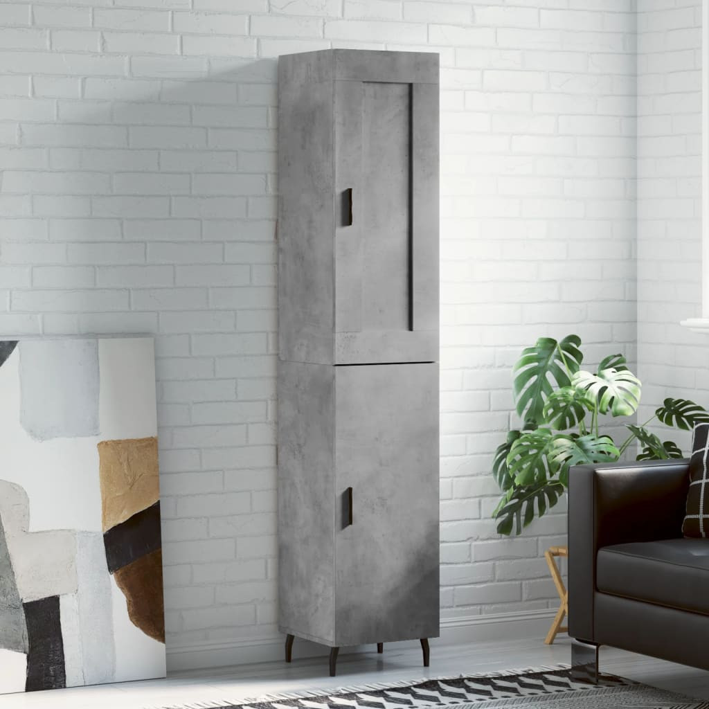 vidaXL Highboard Betongrau 34,5x34x180 cm Holzwerkstoff