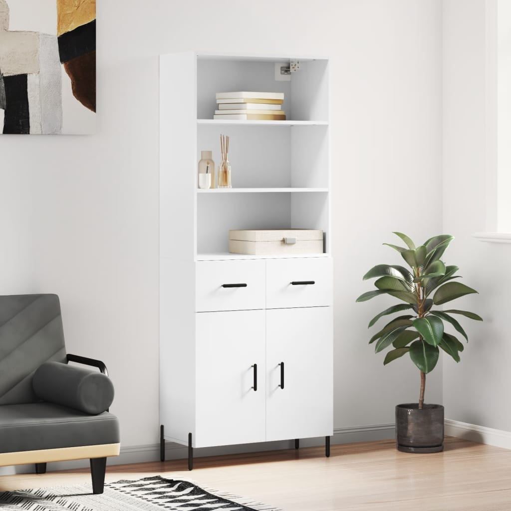 vidaXL Highboard Hochglanz-Weiß 69,5x34x180 cm Holzwerkstoff