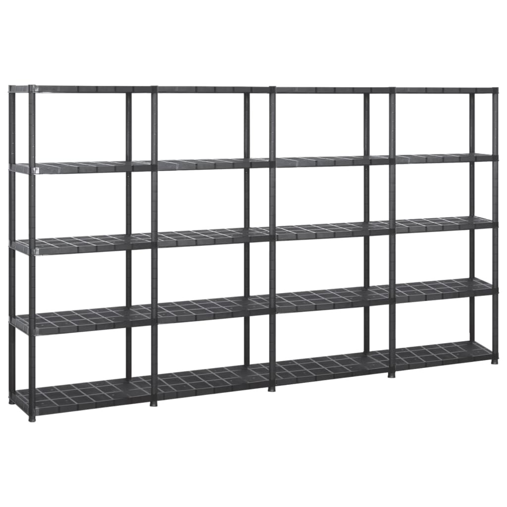 vidaXL Lagerregal mit 5 Böden Schwarz 284x38x170 cm Kunststoff