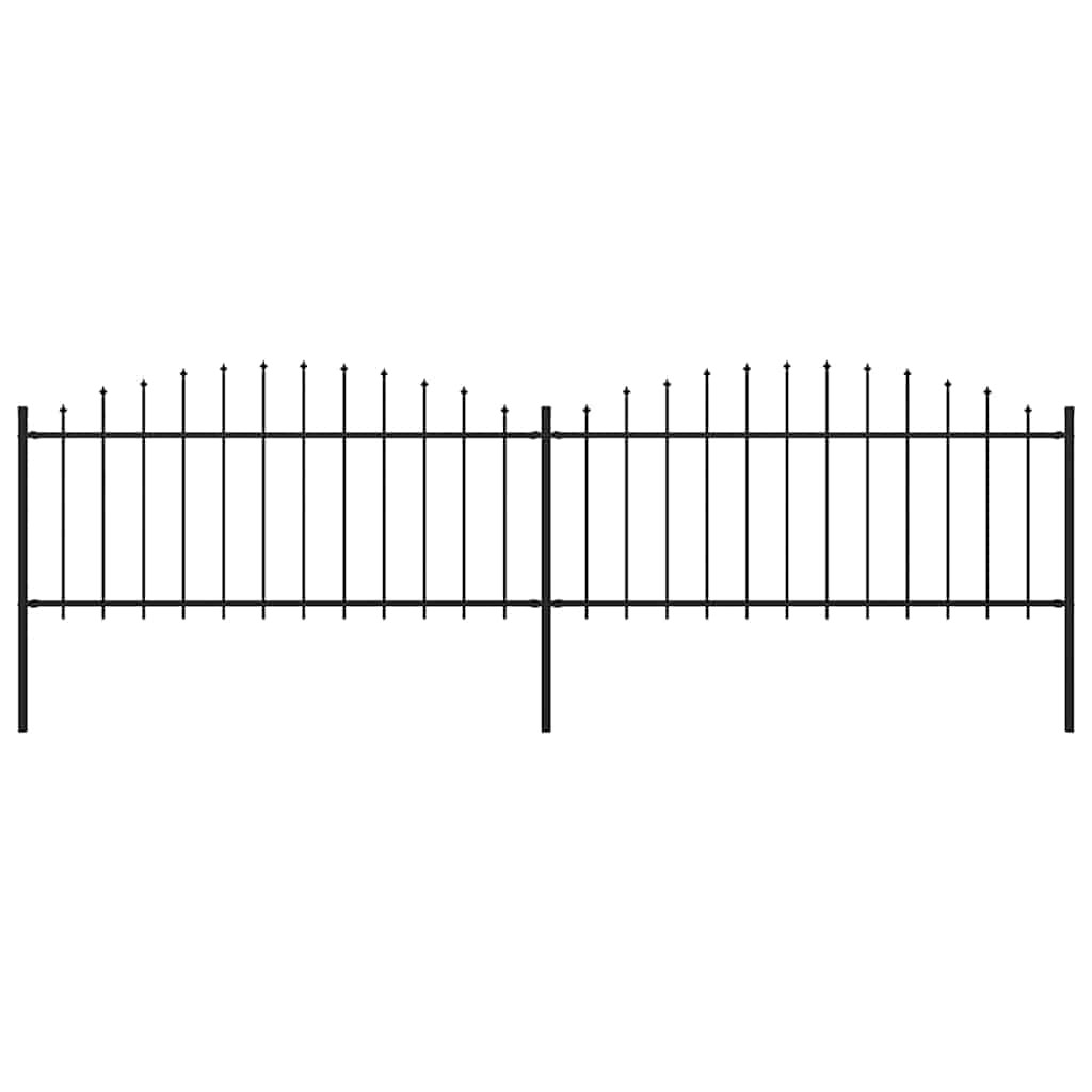 vidaXL Gartenzaun mit Speerspitzen Stahl (0,5 - 0,75) x 3,4 m Schwarz