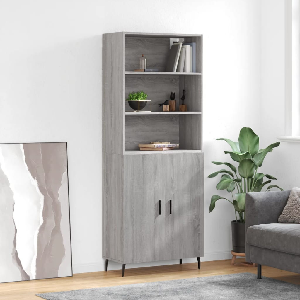 vidaXL Highboard Grau Sonoma 69,5x34x180 cm Holzwerkstoff
