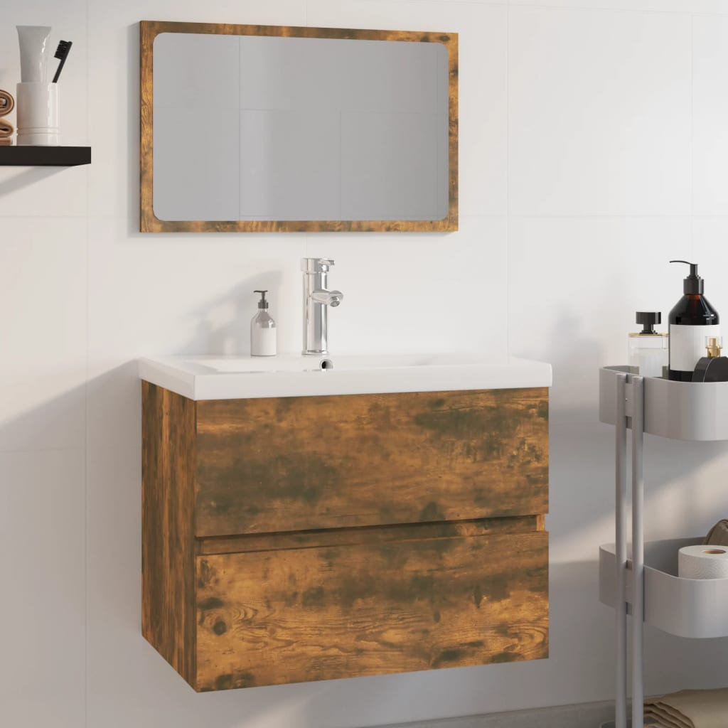 vidaXL Badmöbel-Set Räuchereiche Holzwerkstoff