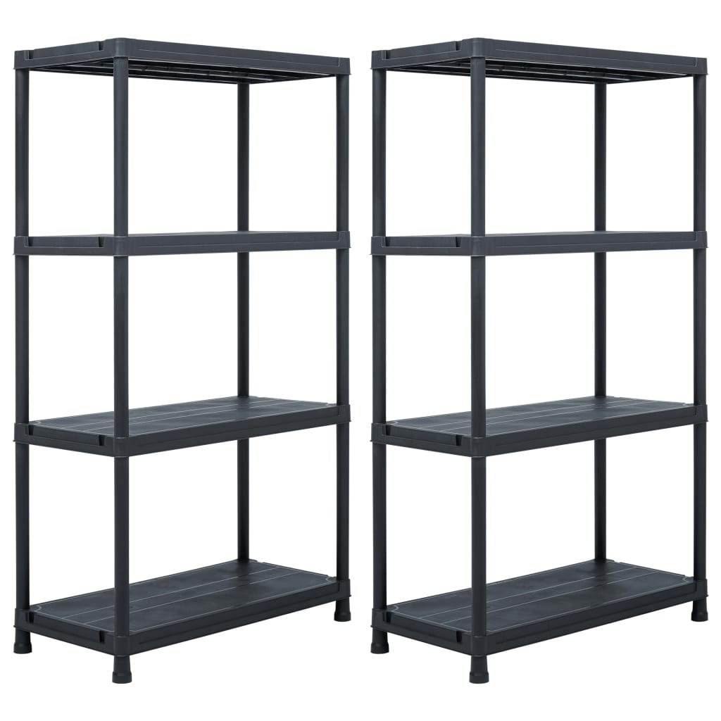 vidaXL Lagerregale 2 Stk. Schwarz 60 x 30 x 138 cm Kunststoff