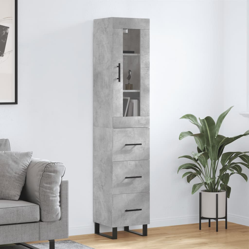 vidaXL Highboard Betongrau 34,5x34x180 cm Holzwerkstoff