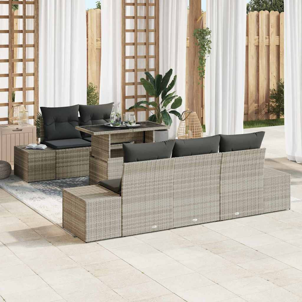 vidaXL Garten-Sofa-Set mit Kissen 6 pcs Hellgrau und Dunkelgrau