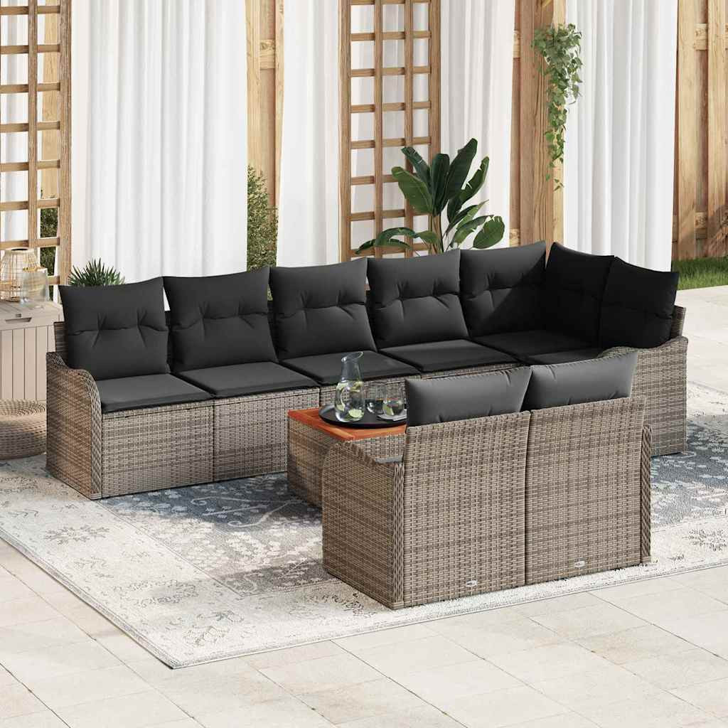 vidaXL Gartensofa-set mit Speicher 9 pcs Grau Poly-Rattan