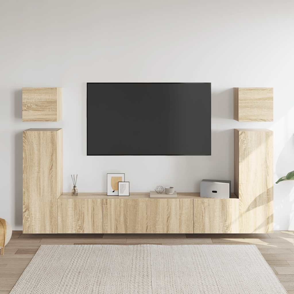 vidaXL 8-tlg. TV-Schrank-Set Sonoma-Eiche Holzwerkstoff