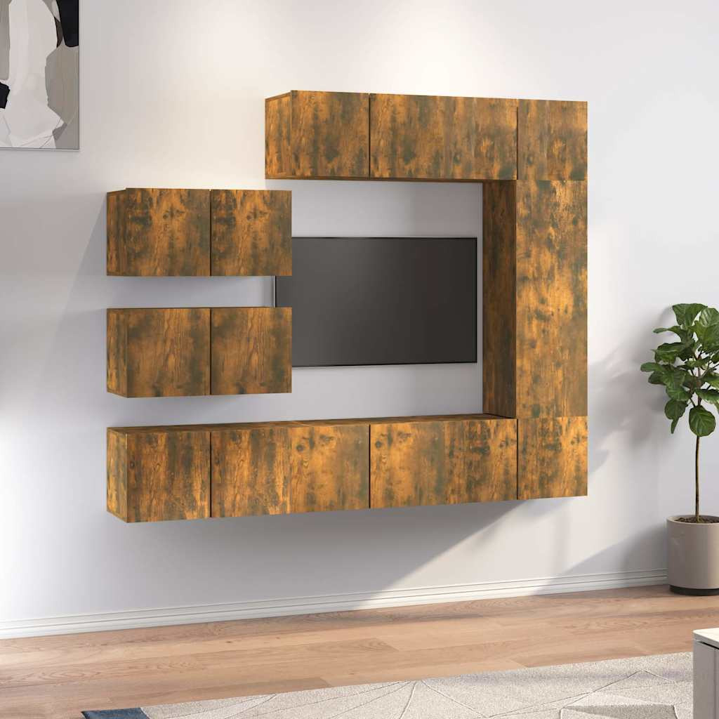 vidaXL 8-tlg. TV-Schrank-Set Räuchereiche Holzwerkstoff
