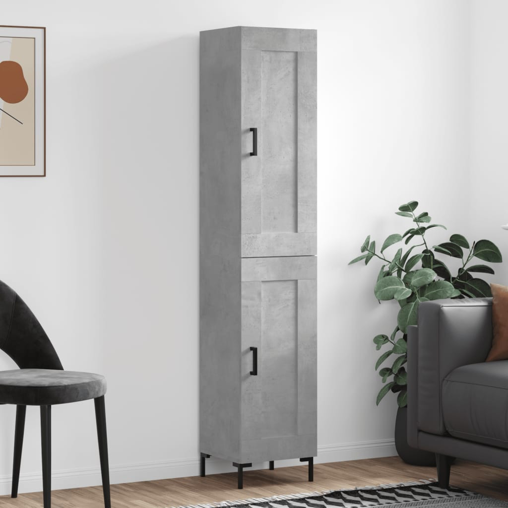 vidaXL Highboard Betongrau 34,5x34x180 cm Holzwerkstoff