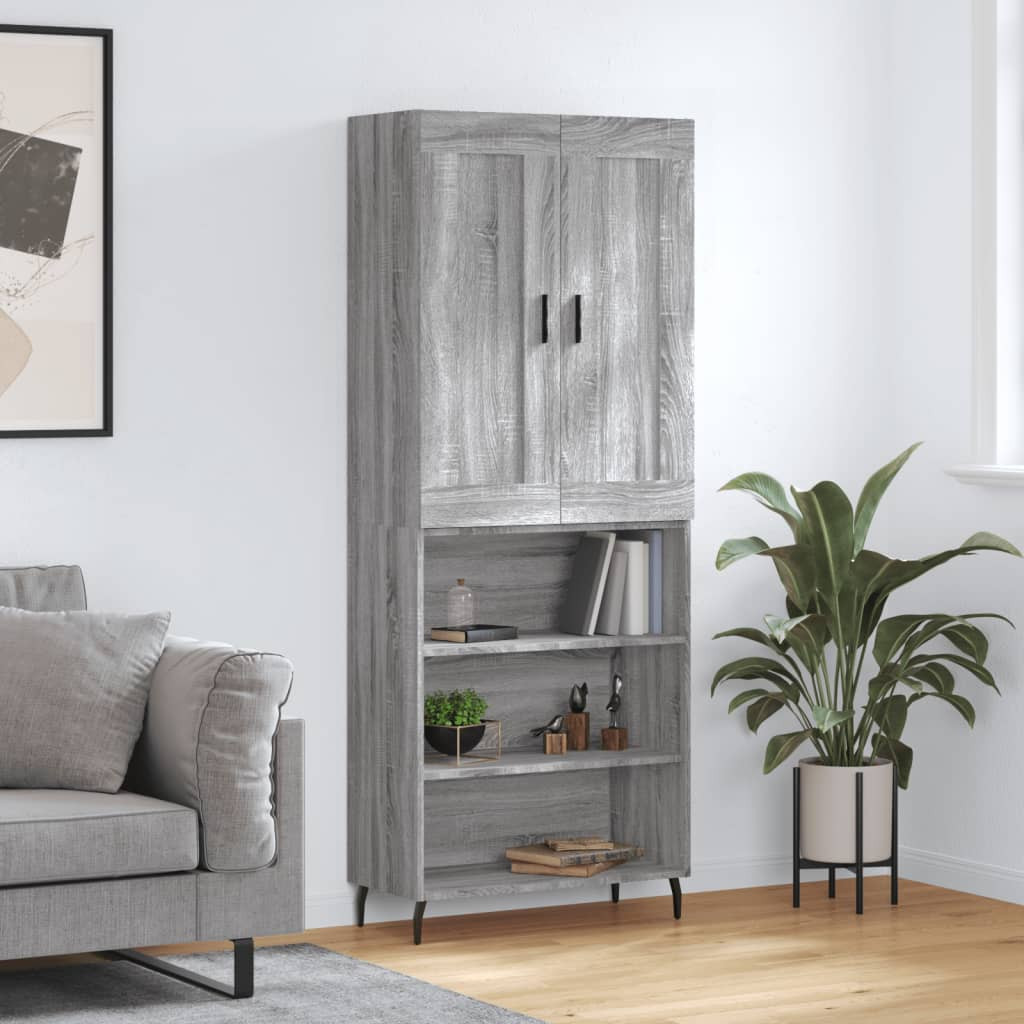 vidaXL Highboard Grau Sonoma 69,5x34x180 cm Holzwerkstoff