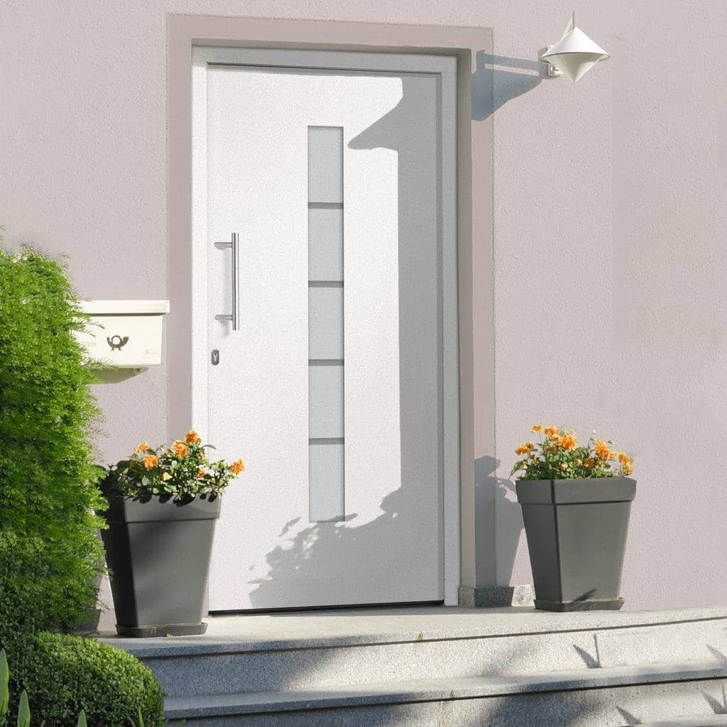 vidaXL Haustür Aluminium und PVC Weiß 100x200 cm
