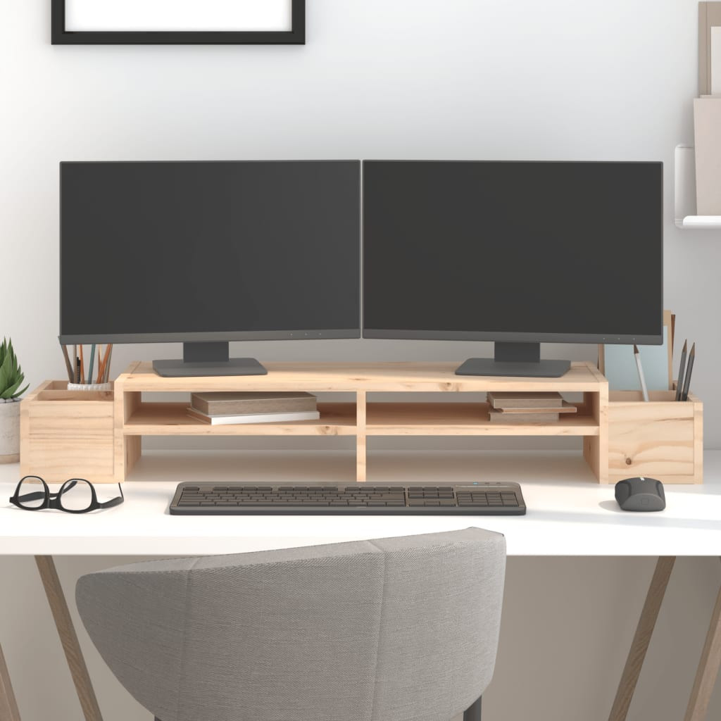 vidaXL Monitorständer 100x27,5x15 cm Massivholz Kiefer