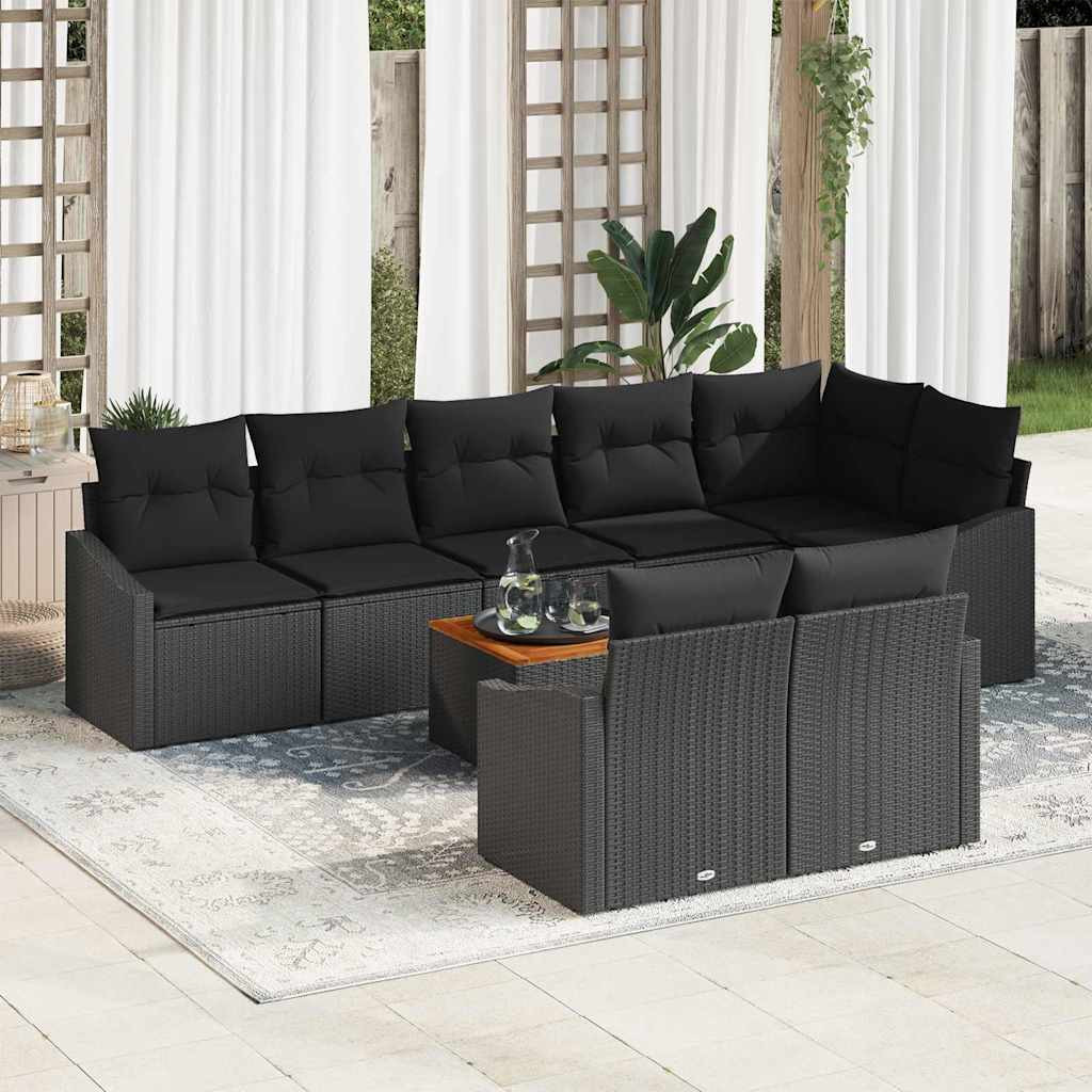 vidaXL Gartensofa-set mit Speicher 9 pcs Schwarz Poly-Rattan