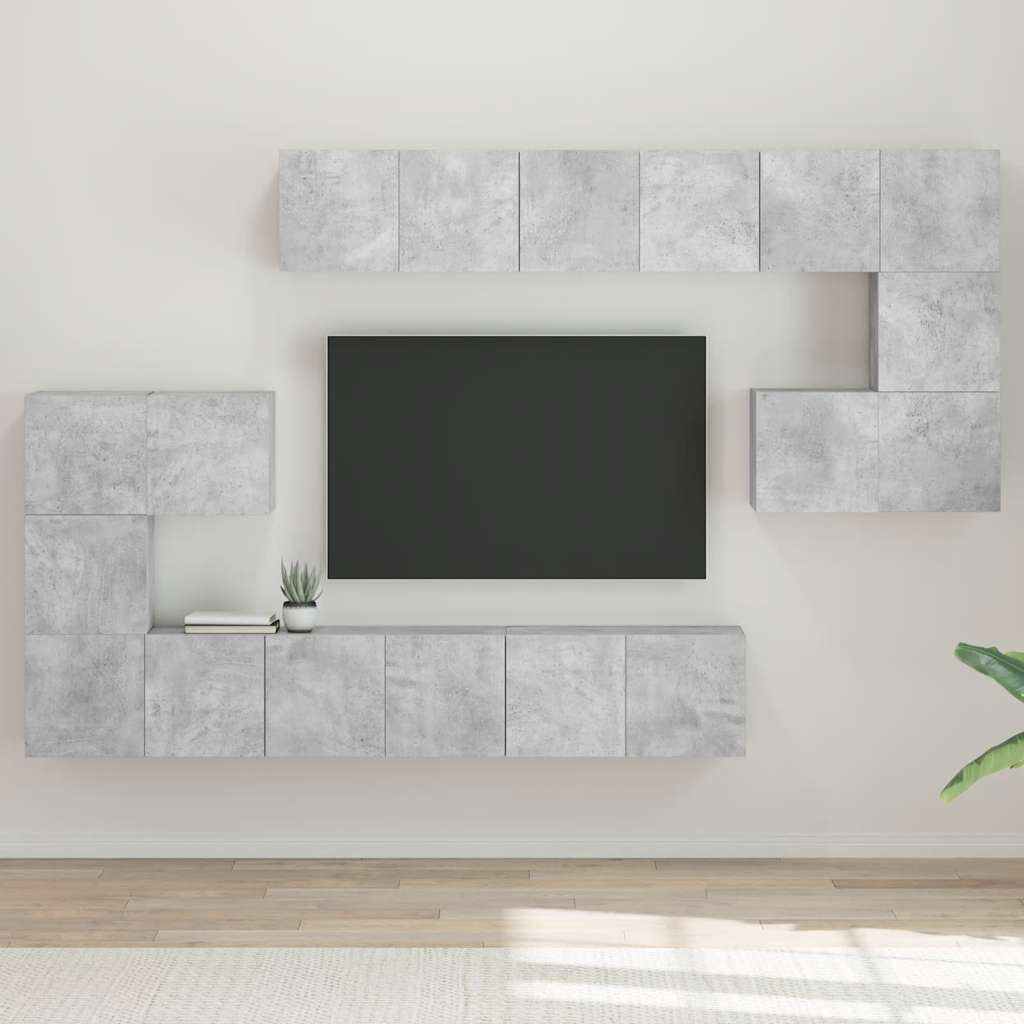 vidaXL 10-tlg. TV-Schrank-Set Betongrau Holzwerkstoff