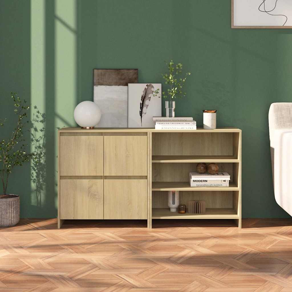 vidaXL 2-tlg. Sideboard Sonoma-Eiche Holzwerkstoff