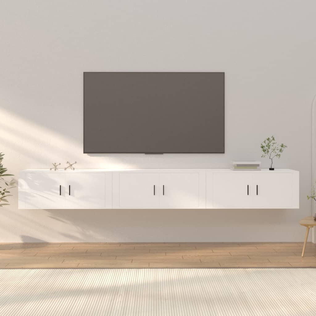 vidaXL TV-Wandschränke 3 Stk. Weiß 100x34,5x40 cm