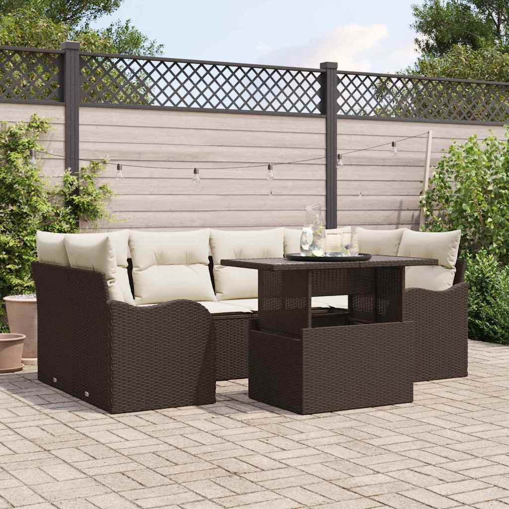 vidaXL Gartensofa-set 7 pcs Braun 234 x 122,5 x 85 cm Poly Rattan