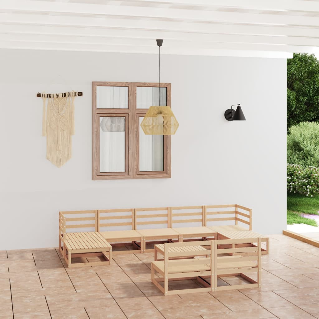 vidaXL 10-tlg. Garten-Lounge-Set Massivholz Kiefer