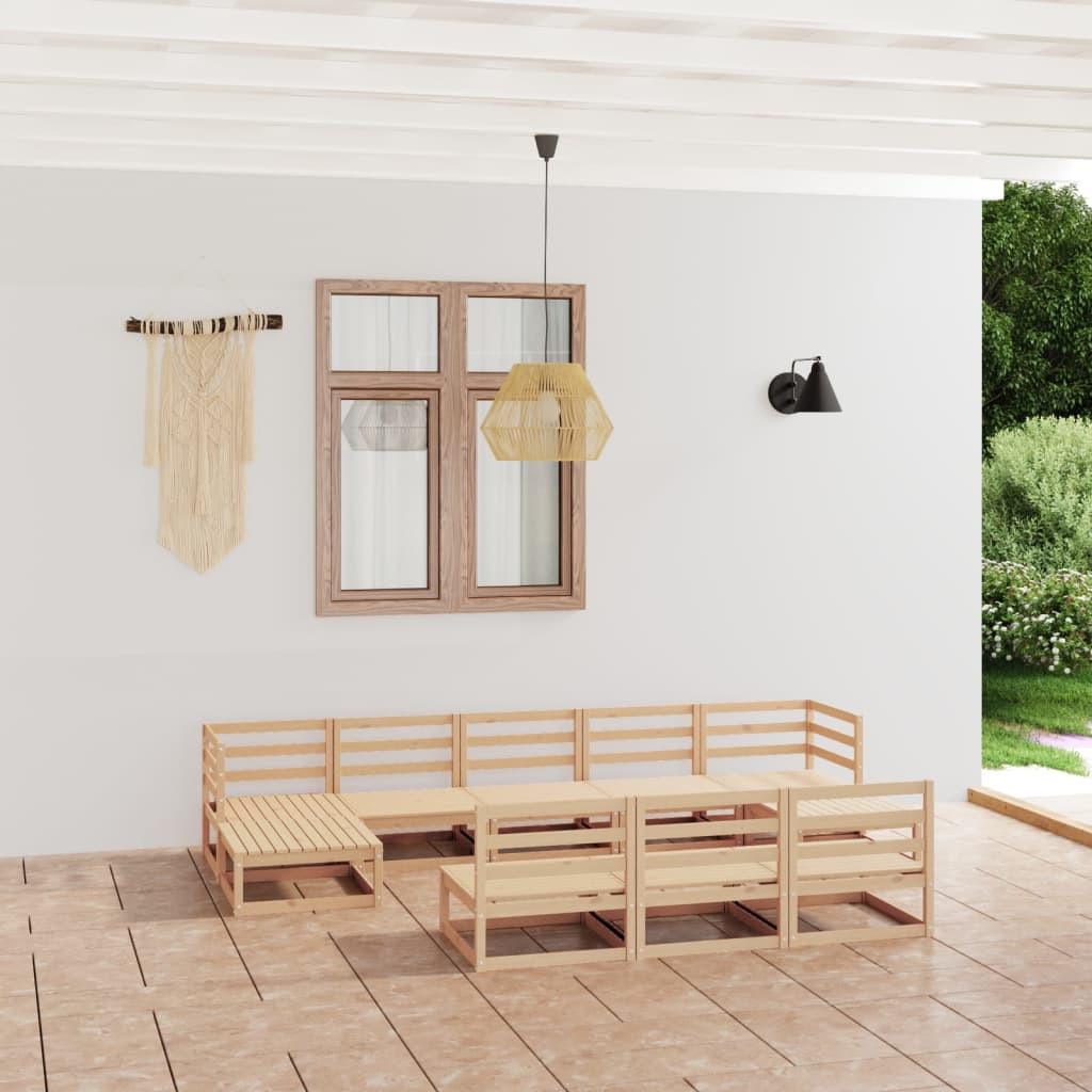 vidaXL 10-tlg. Garten-Lounge-Set Massivholz Kiefer