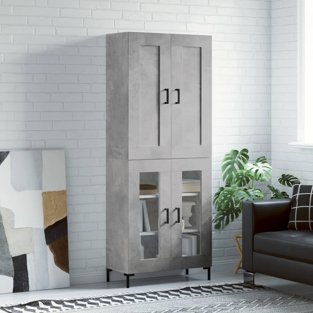 vidaXL Highboard Betongrau 69,5x34x180 cm Holzwerkstoff